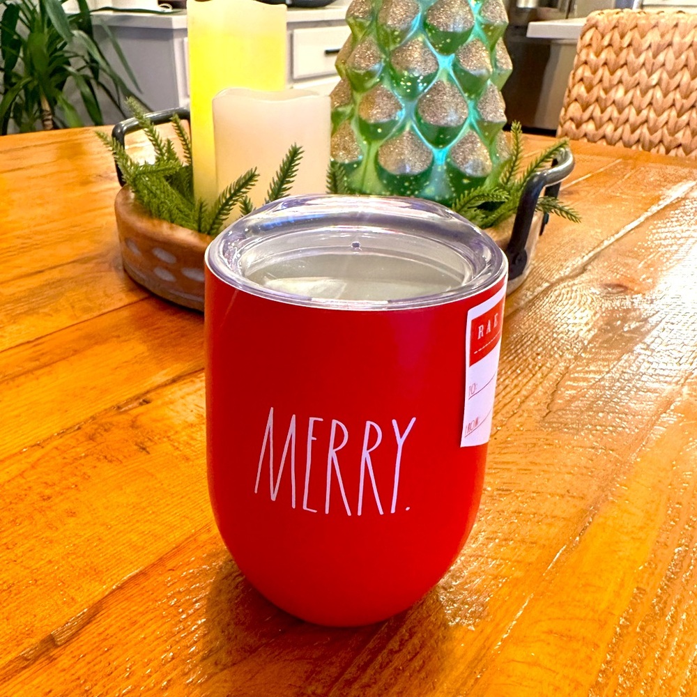 Rae Dunn 12 oz stainless steel tumbler.